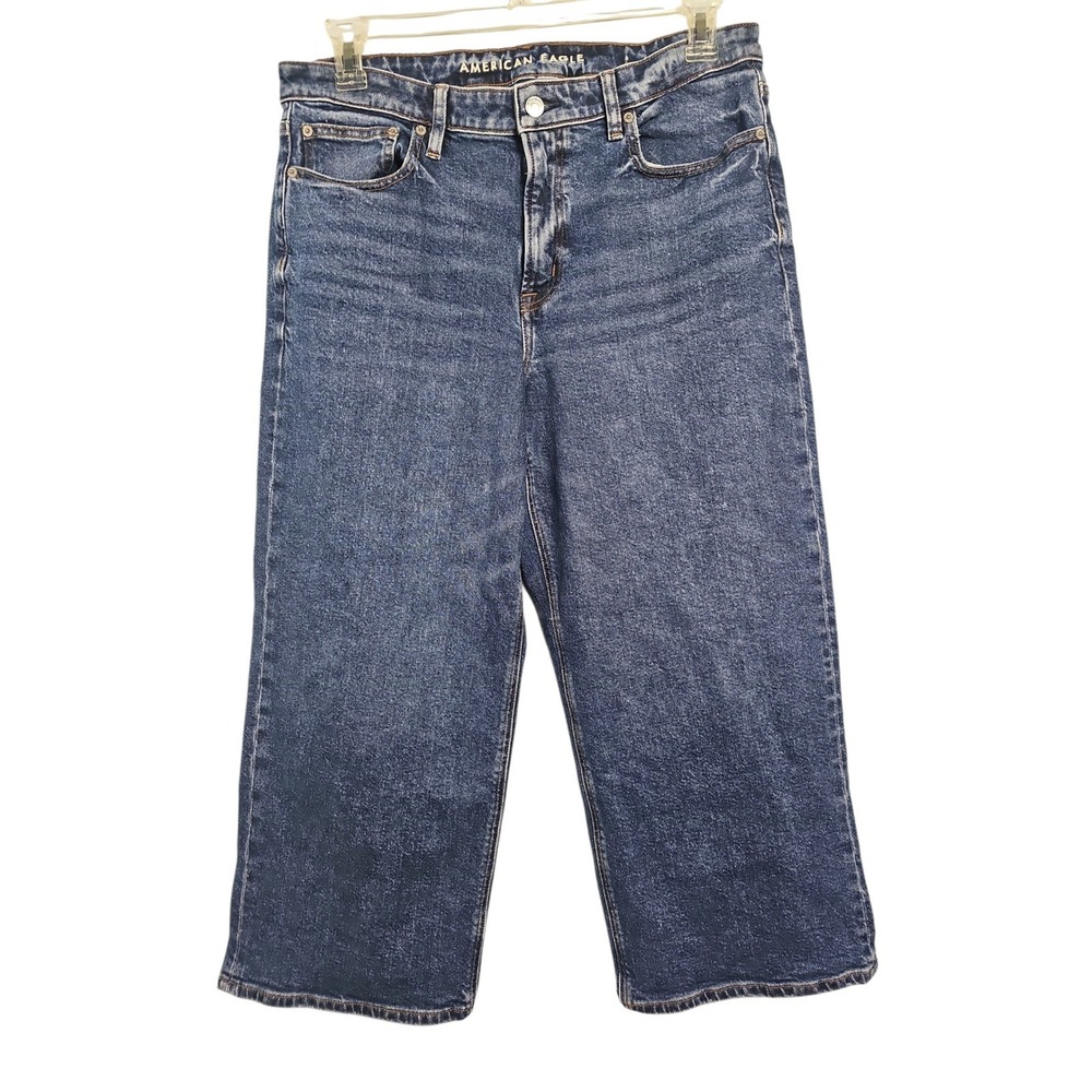 American Eagle Stovepipe Jeans High Rise Cropped Stretch Blue Women 12 X-Short